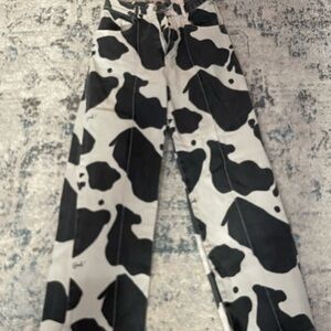 Black and White Cow Print Pants